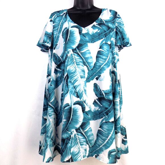Adrienne Dress Small Palm Leaf Tropical Boho Beach Vacation (BUNDLE PRICE $7) - Picture 1 of 5